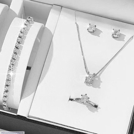 ultimate Bridal Silver Plated Rhinestone Necklace And Bracelet Set